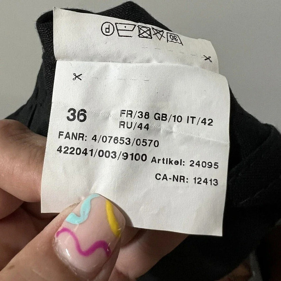 Basler Women's M Black Cropped Pants Linen Pull-On Wide Leg Stretch Waist 29x26 - Picture 10 of 12